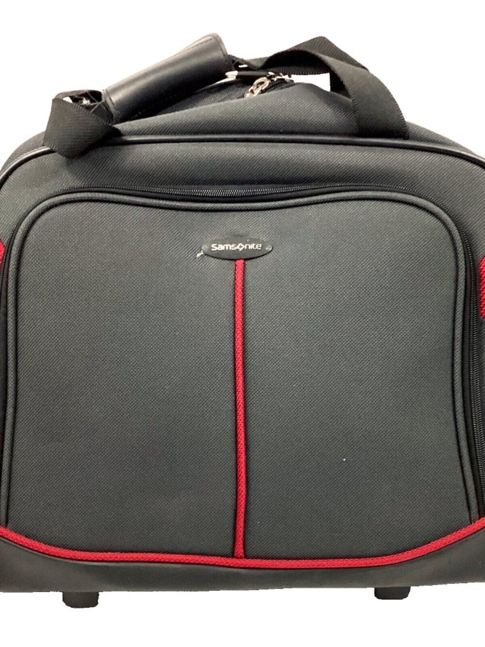 Samsonite Rolling Laptop Bag - Black/Red - Carry Handle + Pull-Along - EUC!